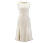 Hobemty Damen Tweed-Kleid, knielang, A-Linie, ärmellos, Arbeitskleid, Beige Weiß, X-Groß