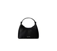 Hobo CALVIN KLEIN "WEBBING STRAP SMALL BAG", Damen, Gr. B/H/T: 20,5cm x 16cm x 9,5cm, schwarz, silberfarben, Lederimitat, Taschen Hobo, Mini Bag, Hobo Bag, Henkeltasche mit zusätzlichem Unhängeriemen