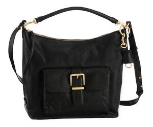 Hobo "Caren", Damen, Gr. B/H/T: 32cm x 38cm x 13cm, schwarz, Leder, MARC O'POLO ACCESSORIES, unifarben, Taschen Hobo, Henkeltasche, Beuteltasche mit abnehmbarem Lederanhänger (92069862-0) schwarz