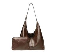 Hobo-Tasche aus Leder, weich, faltbar, Retro-Stil, mit verstellbarem Riemen, Hobo-Geldbörse, für Trenchcoat, Sweatshirt, Business, Freizeit, dark coffee, Refer to description