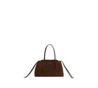 Hobo TOMMY HILFIGER "SOFT LEATHER HOBO SUEDE", Damen, Gr. B/H/T: 42cm x 24cm x 14cm, braun (dunkelbraun), Nappaleder, Veloursleder, Taschen Hobo, Damen Handtasche, Schultertasche mit Kordelzug (997166