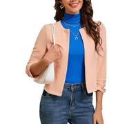 Hobrounn Blazer Damen 3/4-Ärmel Blazer Elegant Casual Jackenblazer Kurzblazer Festlich Schulterjacke