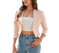 Hobrounn Blazer Damen 3/4-Ärmel Elegant Casual Kurzblazer Jackenblazer Festlich Schulterjacke