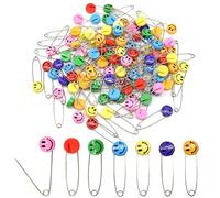Hocansen 30 Stück Sicherheitsnadeln Edelstahl Baby Sicherheitsnadeln 5.3cm Windel Stifte mit Kunststoff Kopf Sicherheitsschloss für Verriegelung Windeln,Kleidung (Farbe/Smiley)