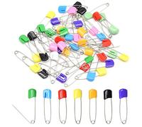 Hocansen 50 Stück Sicherheitsnadeln Edelstahl Baby Sicherheitsnadeln 5.4cm Windel Stifte mit Kunststoff Kopf Sicherheitsschloss für Verriegelung Windeln,Kleidung (Farbe/DT)