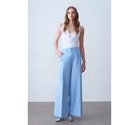 Hoch taillierte weite Crepe-Hosen S