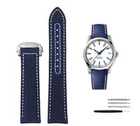 Hochdichtes Nylon-Lederarmband für Omega New Seamaster 300 Super Master AT150 Stoffleder AQUA TERRA Herrenarmband 19 mm 20 mm(Blue White Silver,19mm)