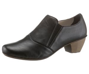 Hochfrontpumps RIEKER, Damen, Gr. 37, schwarz, Leder, unifarben, Schuhe Hochfrontpumps, Abendschuh, Trichterabsatz, Festtagsschuh, mit Stretcheinsätzen (79065035-37) schwarz