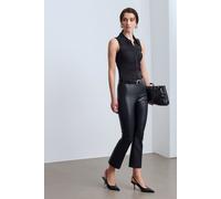 Hochtaillierte Leggings aus Kunstleder mit ausgestelltem Bein
