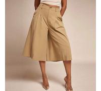 Hochtaillierte plissierte Culotte-Hose mit weitem Bein
