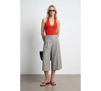 Hochtaillierte Plissierte Weitbeinige Capri-Shorts M