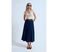 Hochtaillierter Midi A-Linien Denimrock M