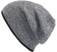 hochwertige Beanie mit Fischgrät Muster schwarz, Einheitsgröße