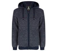 Hochwertige Herren Strickjacke aus Reiner Schafswolle mit Messingreißverschlüsse - Shakaloha M Marlin Navy - Luxus-Strickjacke mit speziellen Strickwaren, Dicke Fleecefutter, abnehmbare Kapuze. - L