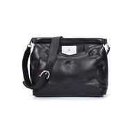 Hochwertige italienische Leder-Tragetasche für Damen, Handtasche aus 100% echtem Leder, Crossbody-Tasche mit abnehmbarem Riemen, Schwarz