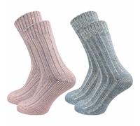 Hochwertige Norwegersocken Damen (2 Paar) - Rosa Grau / 35 - 38