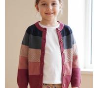 Hochwertige Strickjacke Blockdesign Rosetöne 110/116