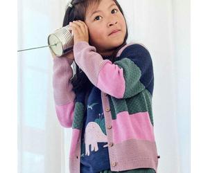 Hochwertige Strickjacke Blockdesign Rosetöne 98/104