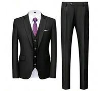 Hochwertiger Herren Hochzeitsanzug, Smoking-Set mit Sakko, Hose und Weste, Slim Fit, britischer Stil, Bräutigam-Kleidung