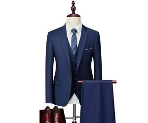 Hochwertiger Herren Hochzeitsanzug, Smoking-Set mit Sakko, Hose und Weste, Slim Fit, britischer Stil, Bräutigam-Kleidung