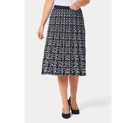 Strickrock GOLDNER "Kurzgröße Hochwertiger Jacquard-Strickrock", Damen, Gr. 22, schwarz (schwarz, weiß, gemustert), Obermaterial: 55% Baumwolle CO. 45% Viskose CV., normal, Röcke, Plissefalten (542905