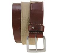 hochwertiger Ledergürtel mit Stoffeinsatz dunkelbraun, Bundweite 85 = Gesamtlänge 99