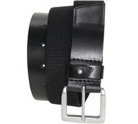 hochwertiger Ledergürtel mit Stoffeinsatz schwarz, Bundweite 90 = Gesamtlänge 104