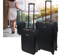 Hochwertiges 2-tlg. Trolley-Set, schwarzes Steppmuster. Koffergrössen: 34x52cm & 40x62cm. Stilvoll, geräumig, die ideale Reiselösung