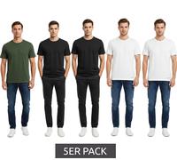 Hochwertiges 5er Pack SCOTCH & SODA Crew Neck Herren T-Shirt Basic-Shirt Unterziehshirt Baumwoll-Shirt SSFA25M2312806 019 Schwarz/Weiß/Grün M