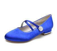 Hochzeit Damen Geschlossene Zehen Bridal Brautschuhe Elegant Blockabsatz Pumps Damen,Royal Blue,43 EU
