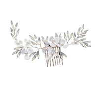 Hochzeit Haarkamm Blatt Blume Braut Kopfschmuck Gold Perle Strass Kopf Schmuck Zubehör(Gold)