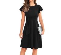 Hochzeitsgast Kleid Damen Lang A Linie Kleider Damen Festlich Midi Elegant Hochzeit Sommerkleid Kurzarm Elegante Kleider Sommer Festliche Midikleid Rundhals Sommerkleider Leicht Und Luftig