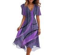 Hochzeitsgast Kleid Damen Lang Elegant A Linie Chiffonkleid Geblümt Sommerkleid Damen Midi Festliche Kleider Für Hochzeit Blumenkleid V Ausschnitt Chiffon Floral Sommerkleider Leicht Luftig