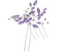 Hochzeitshaarschmuck für Bräute, Strass Haarnadel 3 Stück Zinklegierung | U-förmiges Design, Glatte Oberfläche, Angenehm zu Tragen, für Dutt und Brautschleier, Weihnachten Party