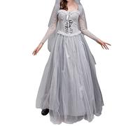 Hochzeitskleid Korsettkleid Damen Halloween Cosplay Geist Braut Kleid Damen Fantasie Kostüm Mittelalterlich Spitze Kleid Gothic Schaukel Kleid Karneval Vintage Abendkleid Hochzeitskleid Mittelalter,