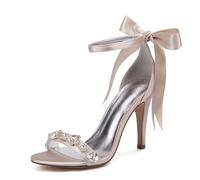 Hochzeitsschuhe Damen Stiletto High Heel Schuhe Sexy Bridal Ballparty Open Toe High Sandals 10.5 cm,Champagne,40 EU
