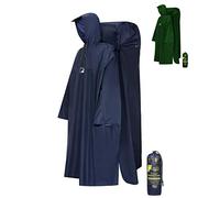 HOCK Regenponcho Wandern 'Kraxen AS' mit Regenschutz für großen Rucksack Regencape Atmungsaktiv mit Sturmhalteband für Wanderprofis Wanderponcho mit verstellbarer Vorderlänge - Blau - XL