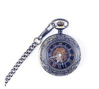 HODAGES Taschenuhr für Herren und Damen, Studenten, ausgehöhlte Gedenk-Taschenuhr, Blaue Klappuhr, mechanische Retro-Taschenuhr, Geschenk zum Geburtstag, Vatertag (Blau, 4,7 x 1,5 cm)