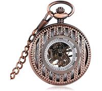 HODAGES Taschenuhr, Taschenuhr, Roségold, Streifen, Handaufzug, mechanische Taschenuhren für Männer, Frauen, Vater, Mutter, Retro-Anhänger, Geschenkartikelkette