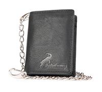 hodalump Echt-Leder Biker Geldbörse • Geldbeutel für Damen und Herren mit RFID-Schutz • Portmonee mit Münzfach in Schwarz