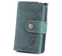 hodalump Kompaktes Kreditkartenetui mit Schutzhülle aus Echt-Leder - Kreditkartenhalter für Damen und Herren - Money Clip mit Kartenhüllen (Blau)