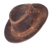 hodalump Lumpi Hut - Trachtenhut aus 100% echtem Büffelleder - Handgefertigter Lederhut im Vintage Look - Trachten Accessoire für Herren & Damen - 60-61