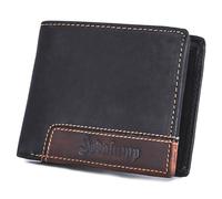 hodalump - Premium Echt-Leder Geldbörse mit RFID-Schutz & Münzfach - Geldbeutel für Damen & Herren - Portmonee aus Büffelleder - Klassisches Echtleder Portemonnaie - Vintage Brieftasche in schwarz