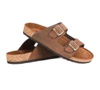 hodalump Sandalen Herren - Hausschuhe/Patschen mit ergonomischer Korksohle - Pantoffeln Rutschfest & bequem, Hauspantoffeln (Braun, EU Schuhgrößensystem, Erwachsene, Numerisch, M, 41)