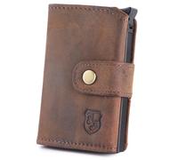 hodalump - Slim Wallet aus Leder mit Münzfach & RFID Schutz - Mini Geldbörse Herren Kartenetui - Portmonee klein aus Echtleder - Geldbeutel für EC-Karten, Kreditkartenetui für 10 Karten, braun