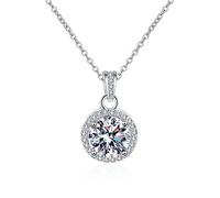 Hodea 14 Karat vergoldete Herz-Diamant-Halskette, funkelnder Solitär-Anhänger, Halo-Halskette für Frauen, klassisches Luxus-Schlüsselbein-Halsband, Valentinstagsgeschenk, Sterling Silber, Zirkonia