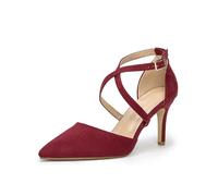 Hoefirm Damen Pumps High Heels Sexy Riemchenpumps Elegante Schuhe mit Absatz Stiletto Spangenpumps Schuhe Sommer Pumps Wildleder Rot 37