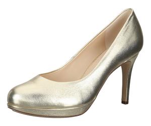 högl Cosymetal Damen Echtleder-Pumps elegante Stilettos Abend-Schuhe 3-12 8001 7500 Platin/Gold 35