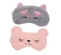 Hoement 2 Stück Plüsch Schlafmaske Niedliche Tier augenbinde Blickdicht und Leicht Verstellbar für Erholsamen Schlaf Atmungsaktiv und Hautfreundlich zum Entspannen und Reisen