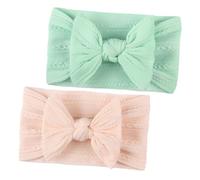 Hoement 2 Stück Teiliges Haarband aus Weichem Jacquard nylon mit Schleifen design Atmungsaktiv und Hautfreundlich Elastisch und Bequem für Kleinkinder Geeignet für Alltag Geburtstag und